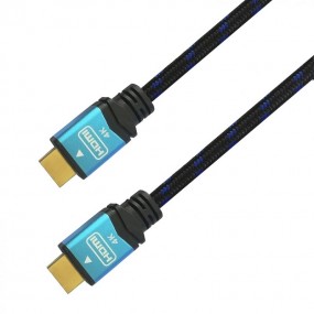 Cable HDMI V2.0 premium alta velocidad / HEC 4K@60HZ 18Gbps, A/M-A/M, negro/azul, 5.0 metros