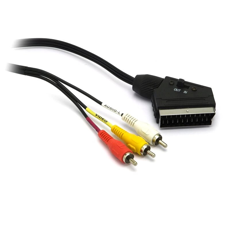 CABLEPELADO Cable Euroconector Macho a Macho | Cable SCART | Cable de 21  Pines Macho | Cable Scart Euroconector | Diámetro 7 mm | Negro | 5 Metros